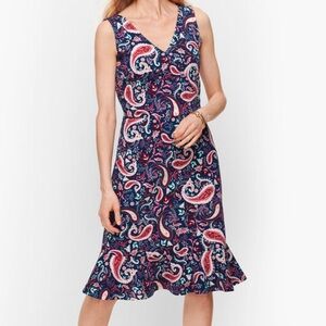 Talbot’s Paisley Flounce Hem Fit & Flare Dress Size XL Petite NWOT